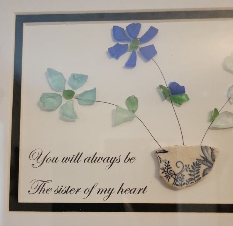 Sea Glass Flower Bouquet Sea Glass Framed Art