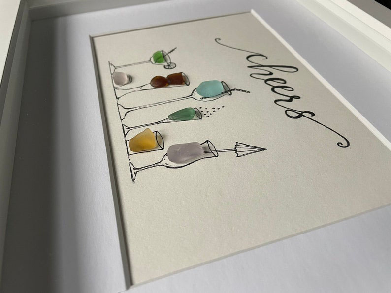 Handcrafted Cocktail Sea Glass Art 