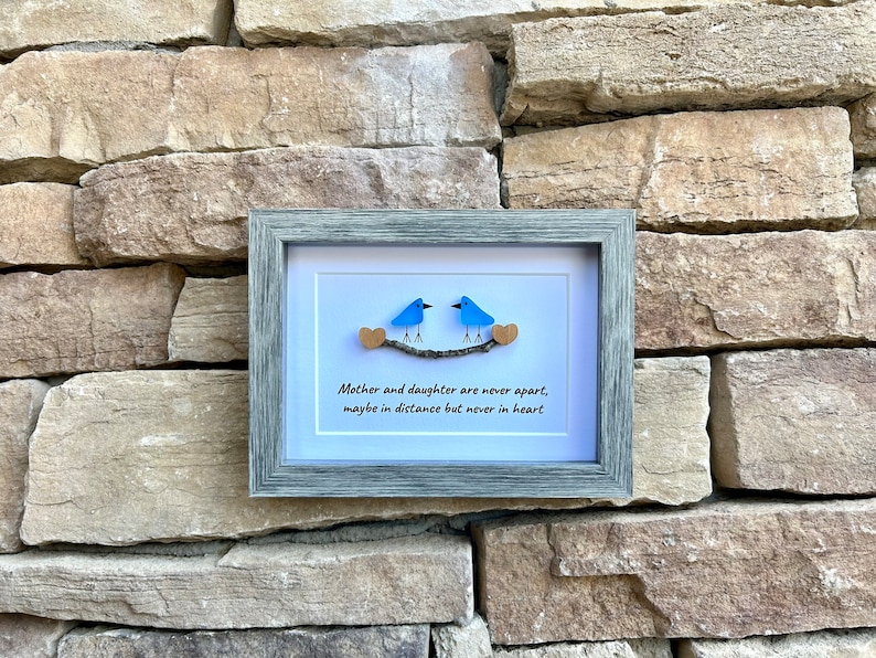 Mother and Daughter are Never Apart, Maybe in Distance but Never in Heart, Sea Glass Art, Gift for Mom, Mother’s Day Gift 