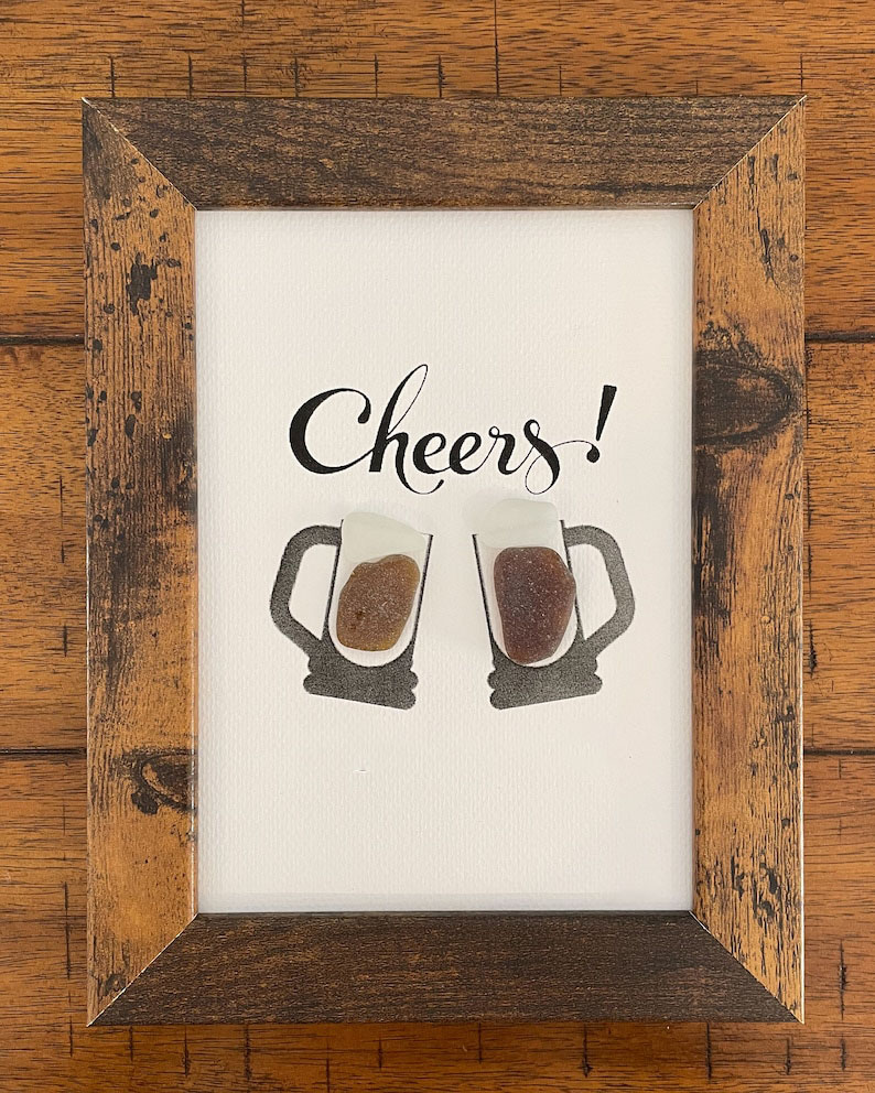 Cheers Sea Glass Art for Beer Lover