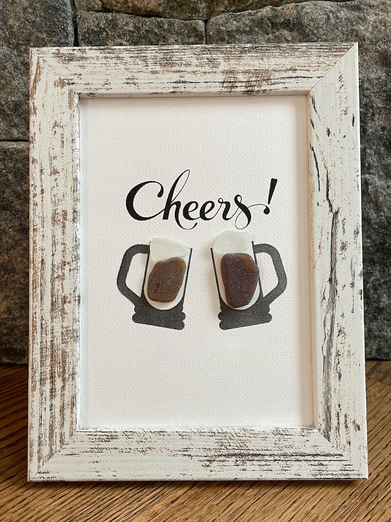 Cheers Sea Glass Art for Beer Lover