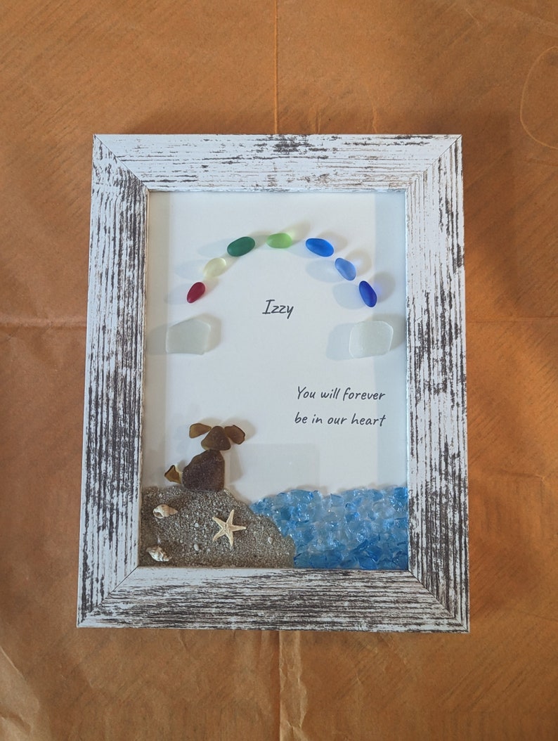 ❤️Sea Glass Dog at The Rainbow Bridge,Memorial or thoughtful gift for lost pets