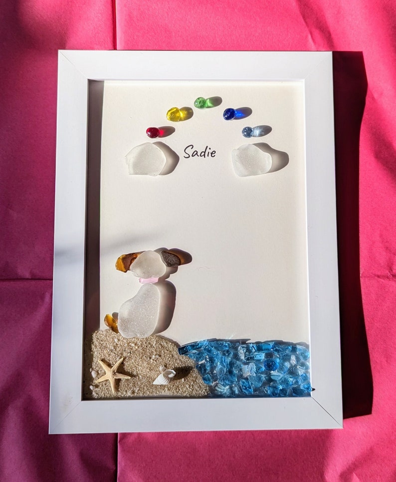 ❤️Sea Glass Dog at The Rainbow Bridge,Memorial or thoughtful gift for lost pets