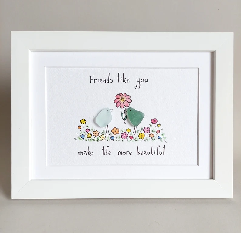 Gift for Close Friend- Handmade Original Sea Glass Art