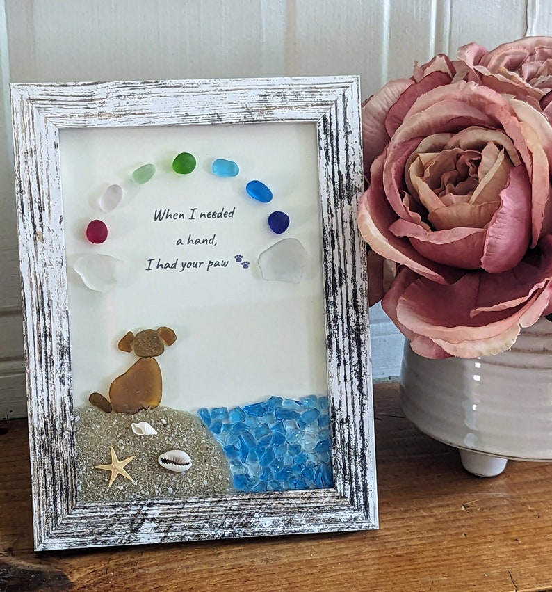 ❤️Sea Glass Dog at The Rainbow Bridge,Memorial or thoughtful gift for lost pets