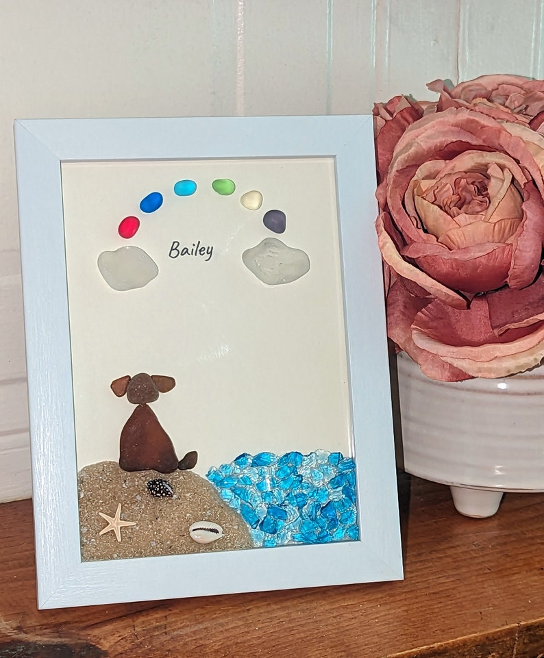 ❤️Sea Glass Dog at The Rainbow Bridge,Memorial or thoughtful gift for lost pets
