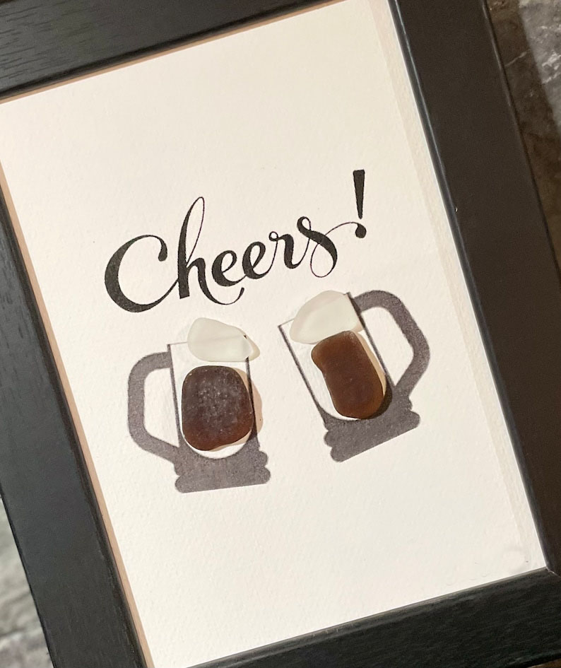 Cheers Sea Glass Art for Beer Lover