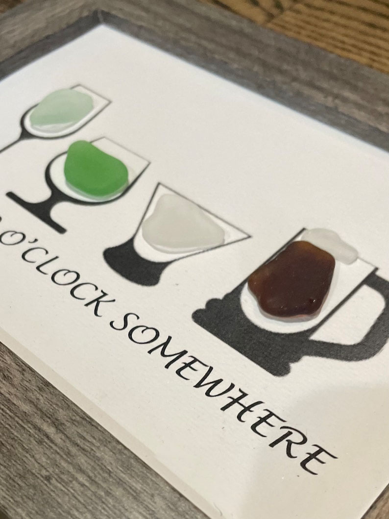 Sea Glass Bar Art It's 5:00 O'Clock Somewhere