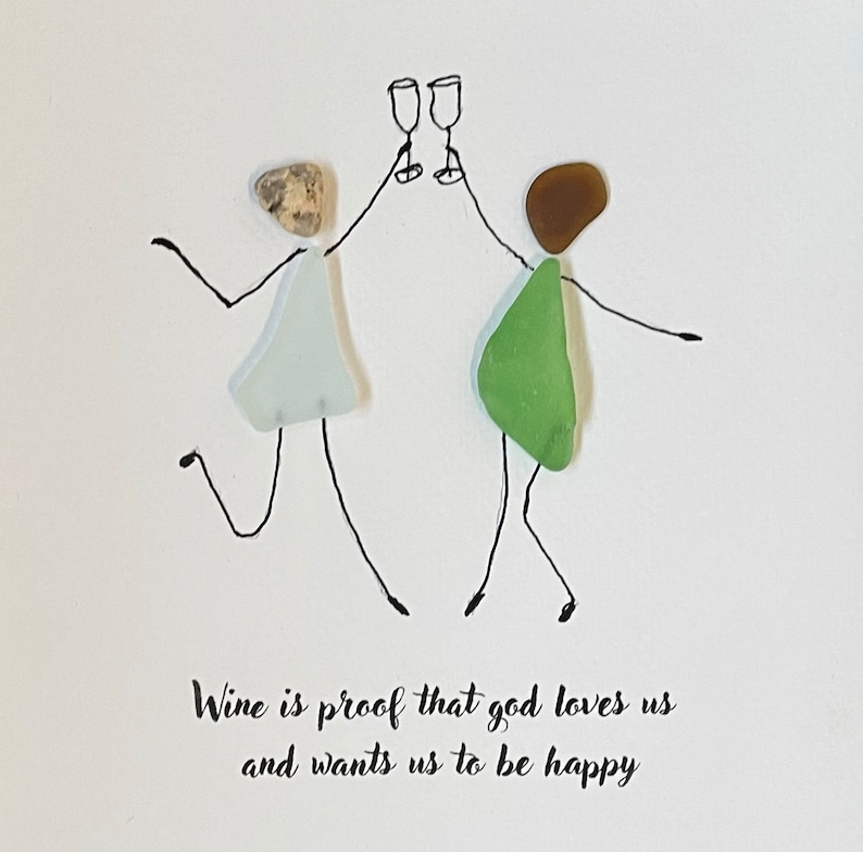 Sea glass art Best Friends with Cocktails
