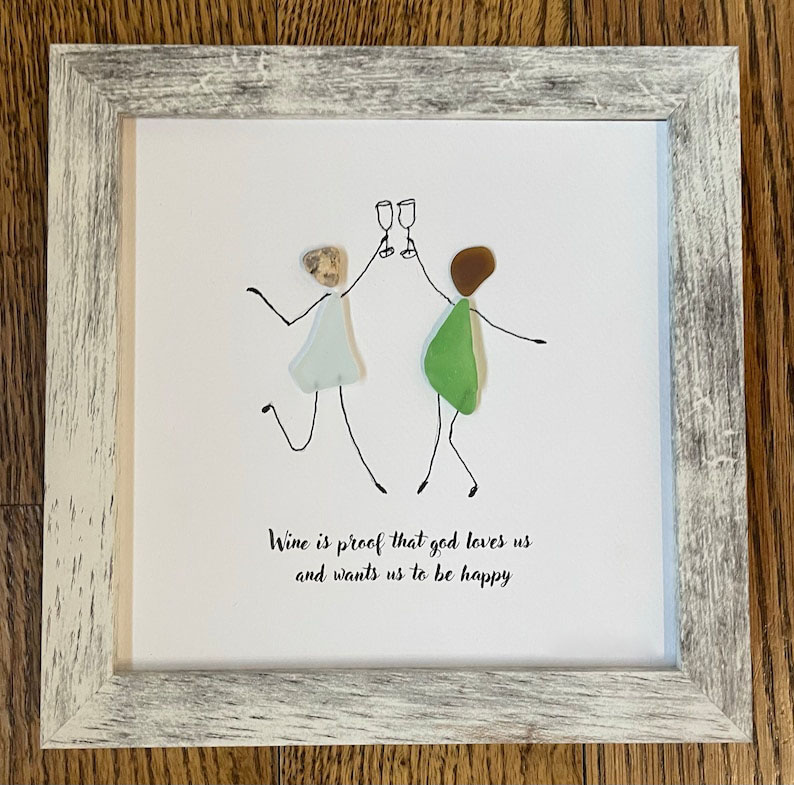 Sea glass art Best Friends with Cocktails