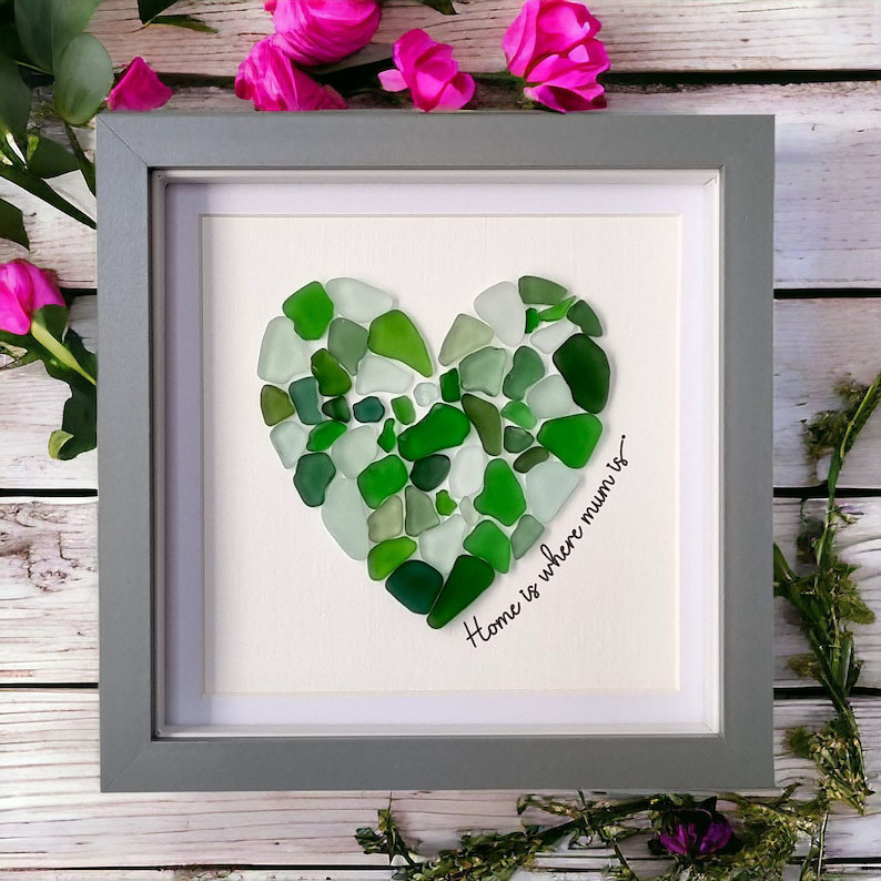 Best Mother's Day Gift of 2025-Green Heart Sea Glass Art 💚