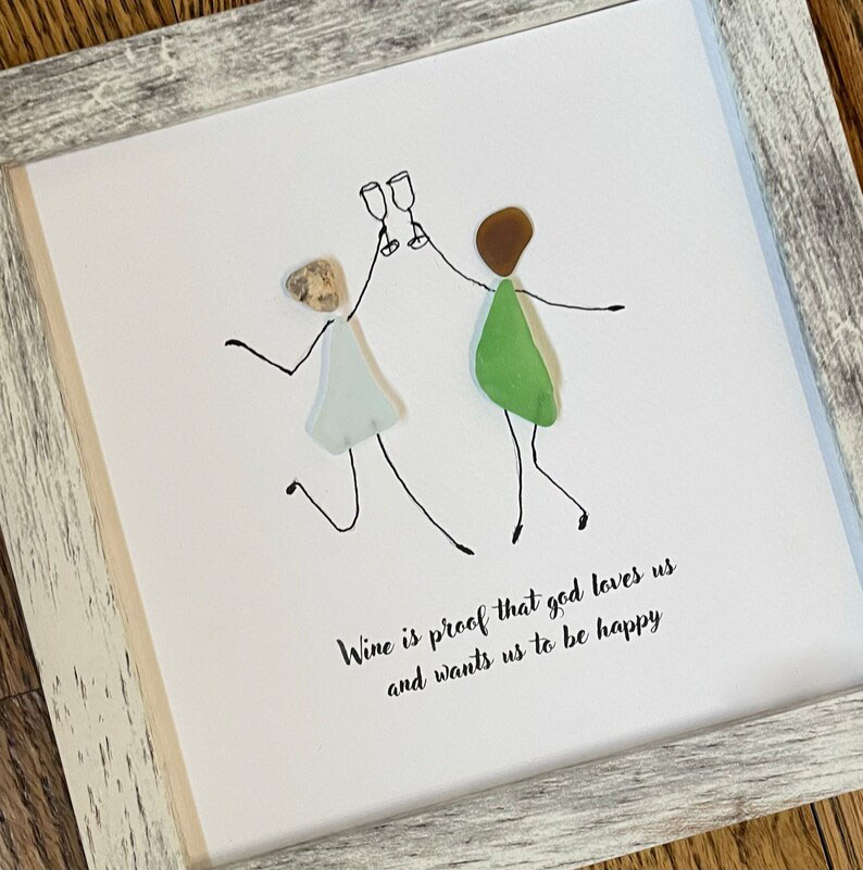Sea glass art Best Friends with Cocktails