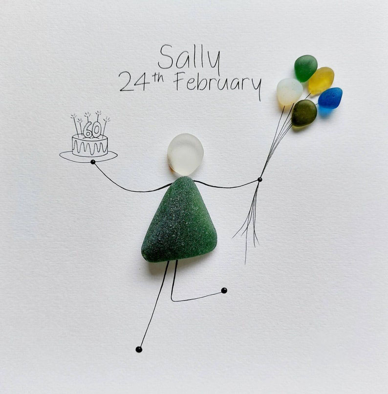 Personalised Birthday Sea Glass Picture, Milestone Birthday Gift, Birthday Gift for Friend, Best Friends Gift, Personalised Wall Art