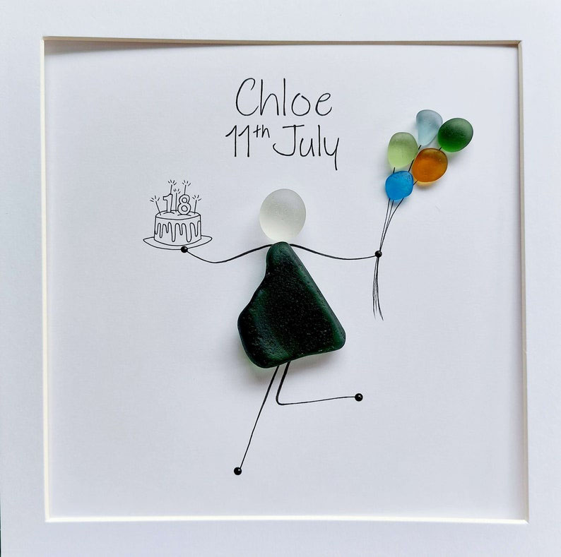 Personalised Birthday Sea Glass Picture, Milestone Birthday Gift, Birthday Gift for Friend, Best Friends Gift, Personalised Wall Art