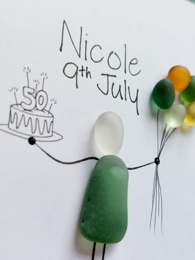 Personalised Birthday Sea Glass Picture, Milestone Birthday Gift, Birthday Gift for Friend, Best Friends Gift, Personalised Wall Art