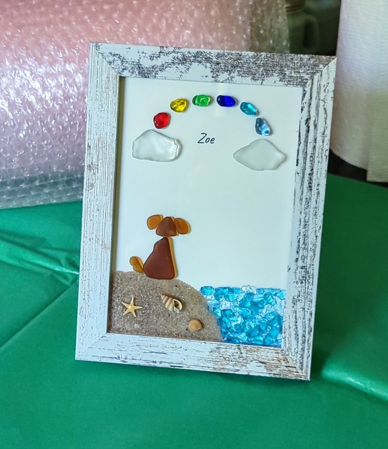 ❤️Sea Glass Dog at The Rainbow Bridge,Memorial or thoughtful gift for lost pets
