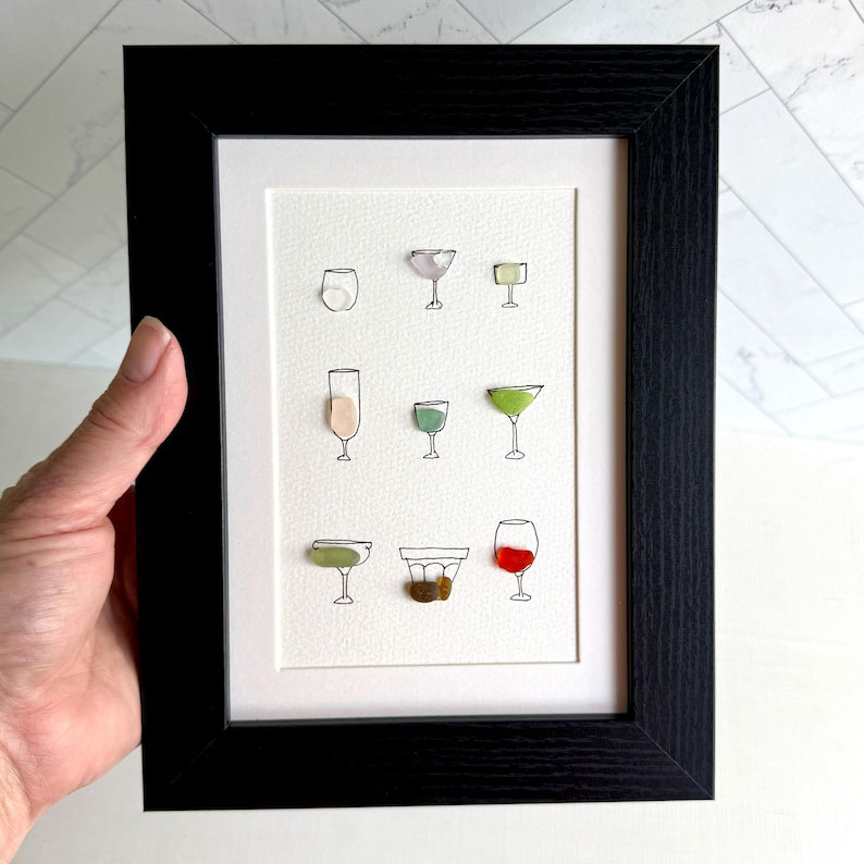 Cocktail Theme Sea Glass Art