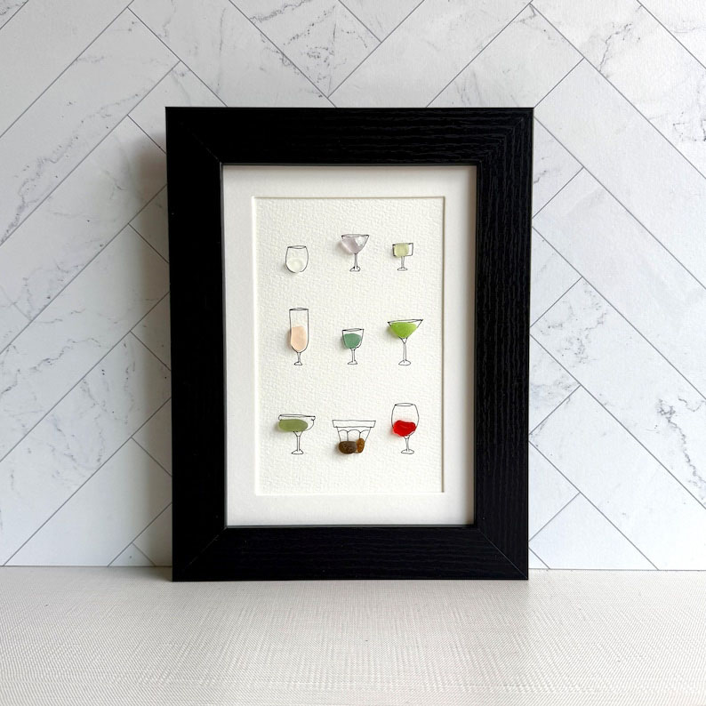 Cocktail Theme Sea Glass Art