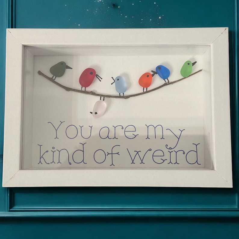 Handmade Friendship Birds Sea Glass Art 