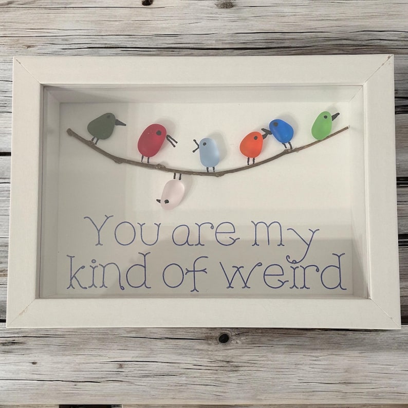 Handmade Friendship Birds Sea Glass Art 