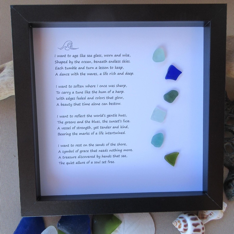 I Want to Be Like Sea Glass,Poem Frame, Beach Lover Home Decor Gift for Her or Him❤️
