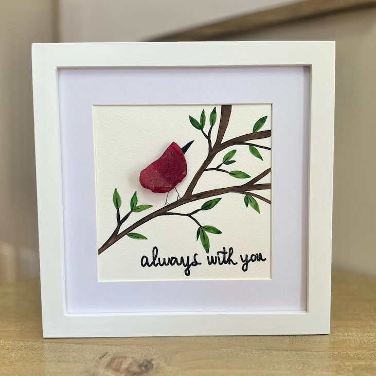 "Always With You" Cardinal Sea Glass Art 