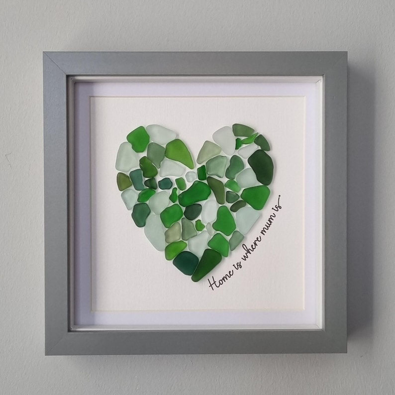 Best Mother's Day Gift of 2025-Green Heart Sea Glass Art 💚