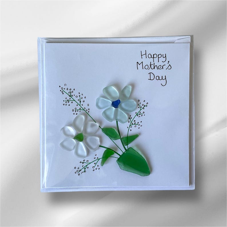 Sea glass Mothers Day card, card for mum