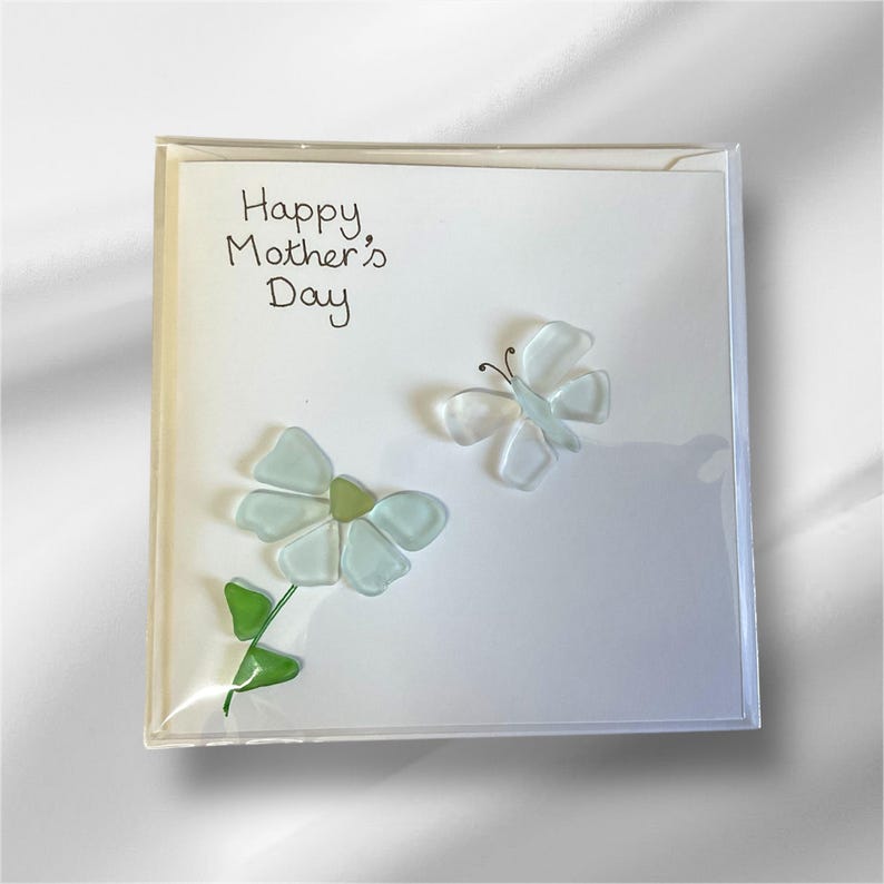 Sea glass Mothers Day card, card for mum
