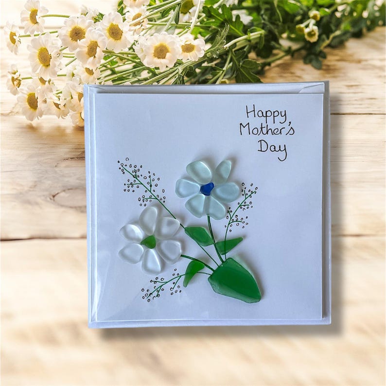 Sea glass Mothers Day card, card for mum