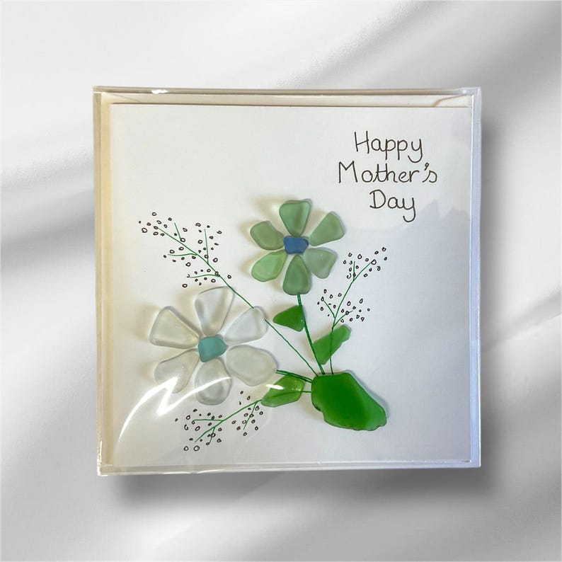 Sea glass Mothers Day card, card for mum