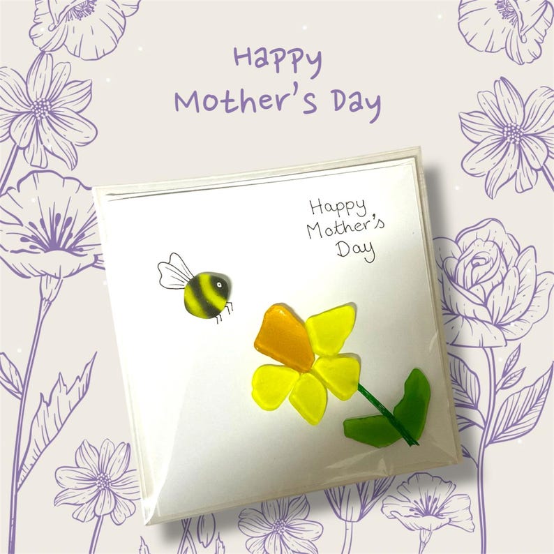 Sea glass Mothers Day card, card for mum