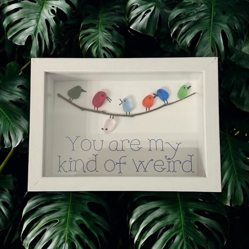 Handmade Friendship Birds Sea Glass Art 