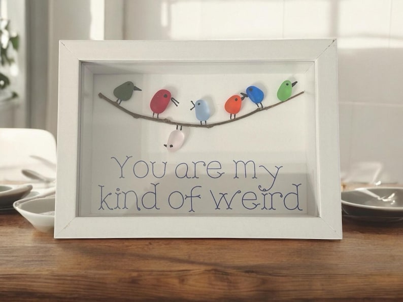 Handmade Friendship Birds Sea Glass Art 