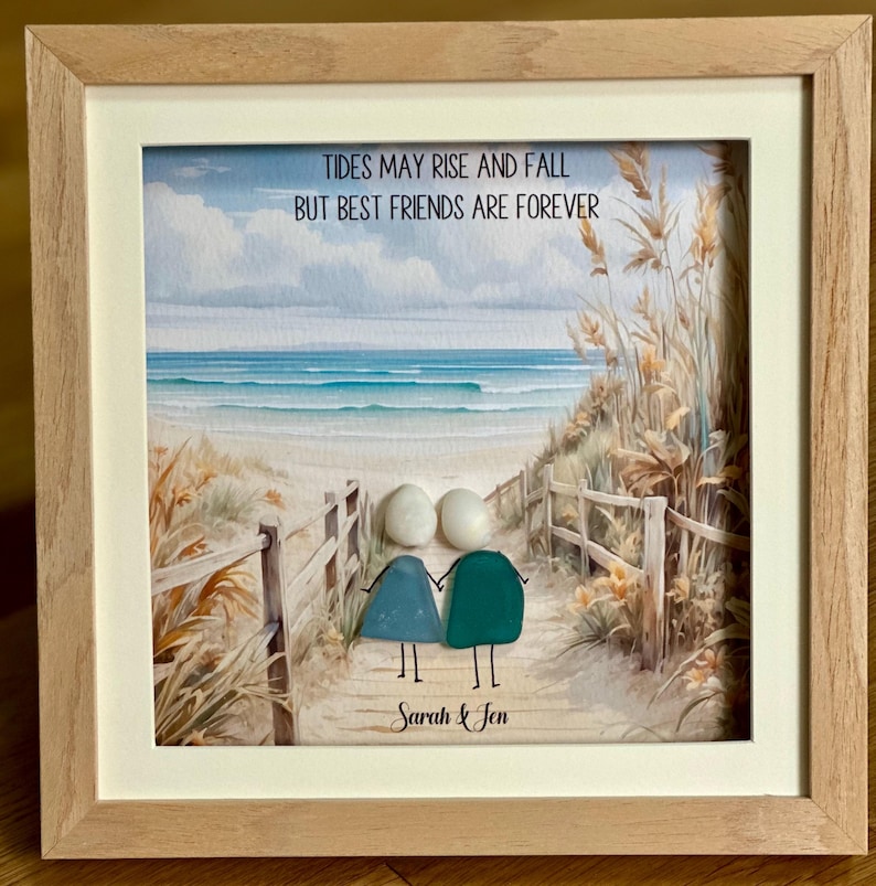 Personalized Best Friend beach Themed Sea Glass Art