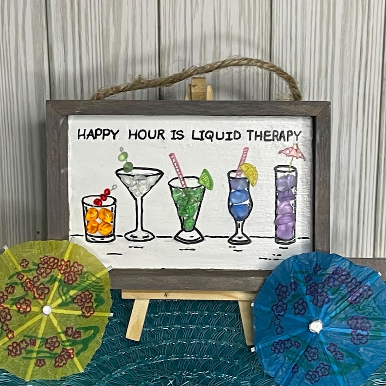 Happy Hour Cocktail Sea Glass Art