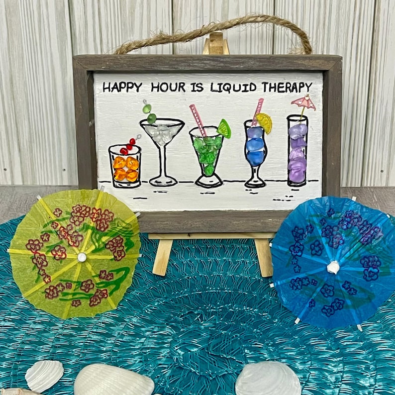 Happy Hour Cocktail Sea Glass Art