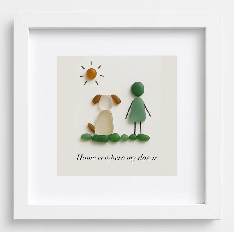 Dog and Owner Sea Glass Art