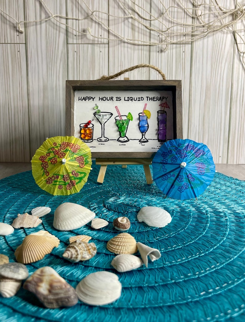 Happy Hour Cocktail Sea Glass Art 
