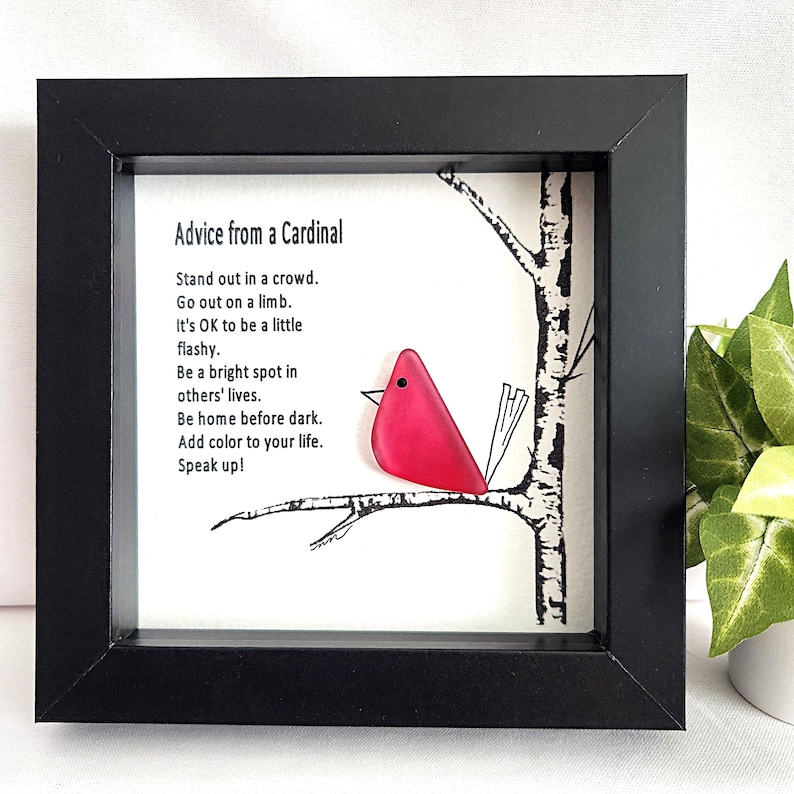 Advice From Nature: Bird Series - Hummingbird, Flamingo, Robin, Cardinal - Pebble Art - Sea Glass - Nature - Back to Nature, Inspirational