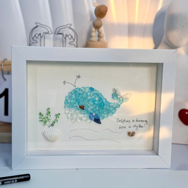 Sea Glass Blue Whale Wall Art 
