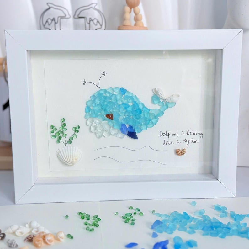 Sea Glass Blue Whale Wall Art 