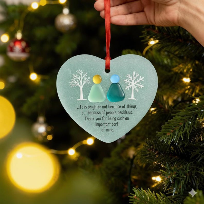 Sea Glass Heart Gratitude Ornament 