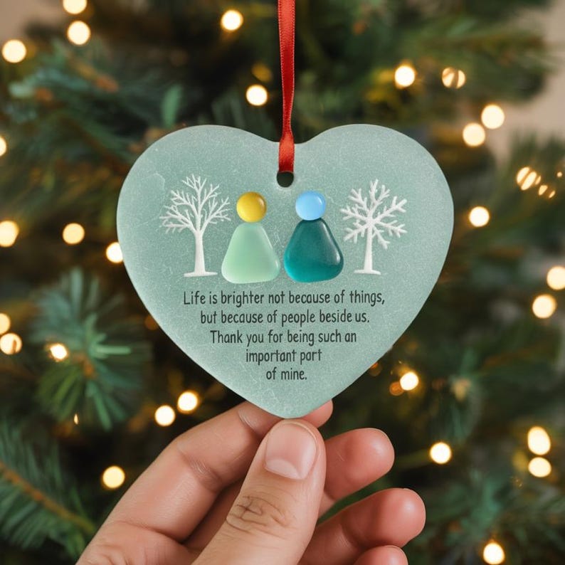 Sea Glass Heart Gratitude Ornament 