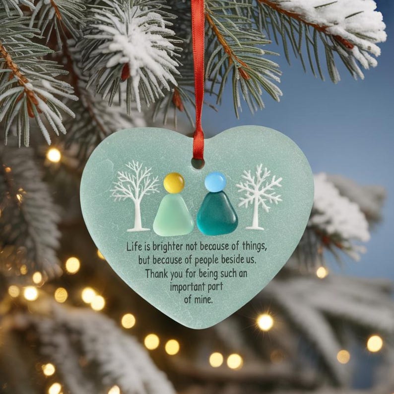 Sea Glass Heart Gratitude Ornament 