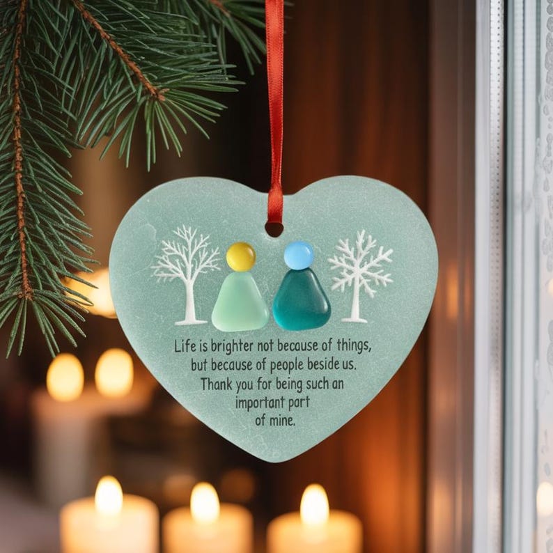 Sea Glass Heart Gratitude Ornament 
