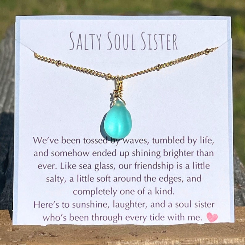 海玻璃灵魂姐妹项链