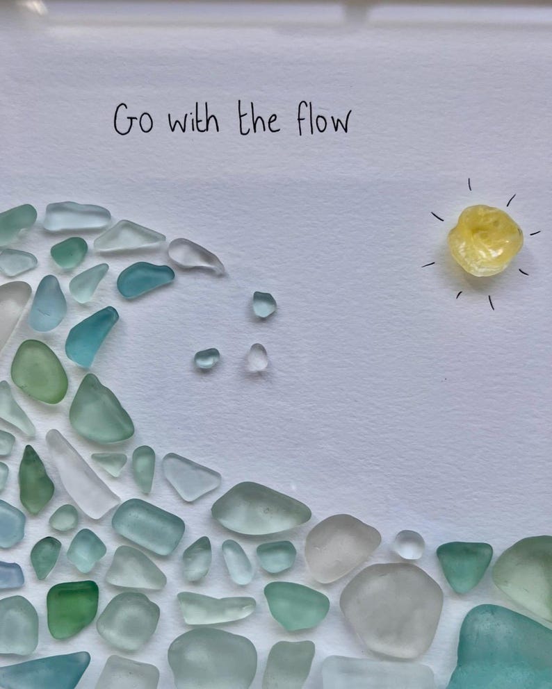 Sea Glass Wave and Sun Art: Go With the Flow