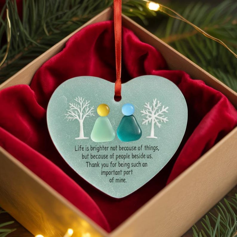 Sea Glass Heart Gratitude Ornament 