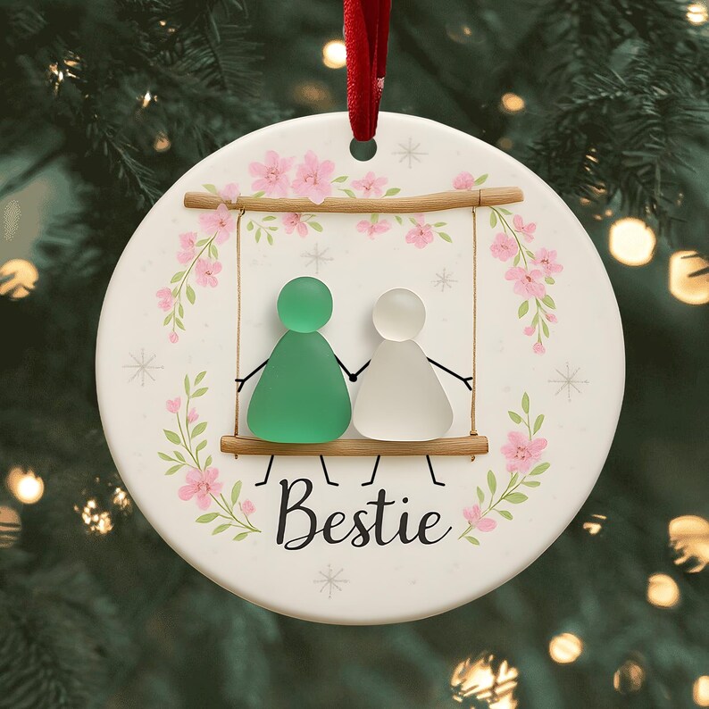 Handcrafted Bestie Sea Glass Friendship Ornament
